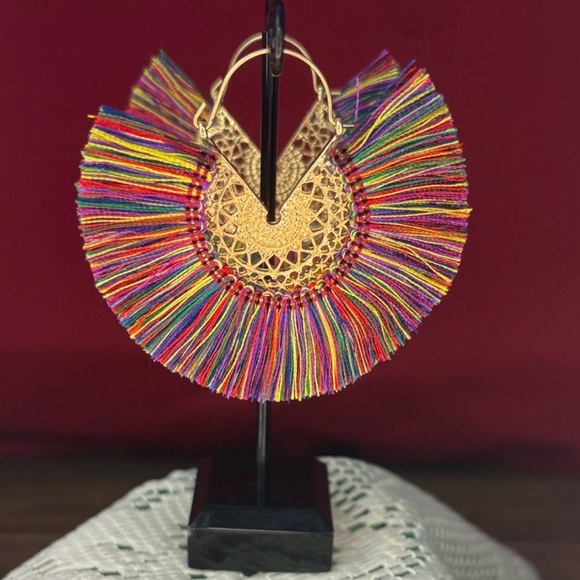 Jewelry - Multicolor Fringe Hoop Earrings